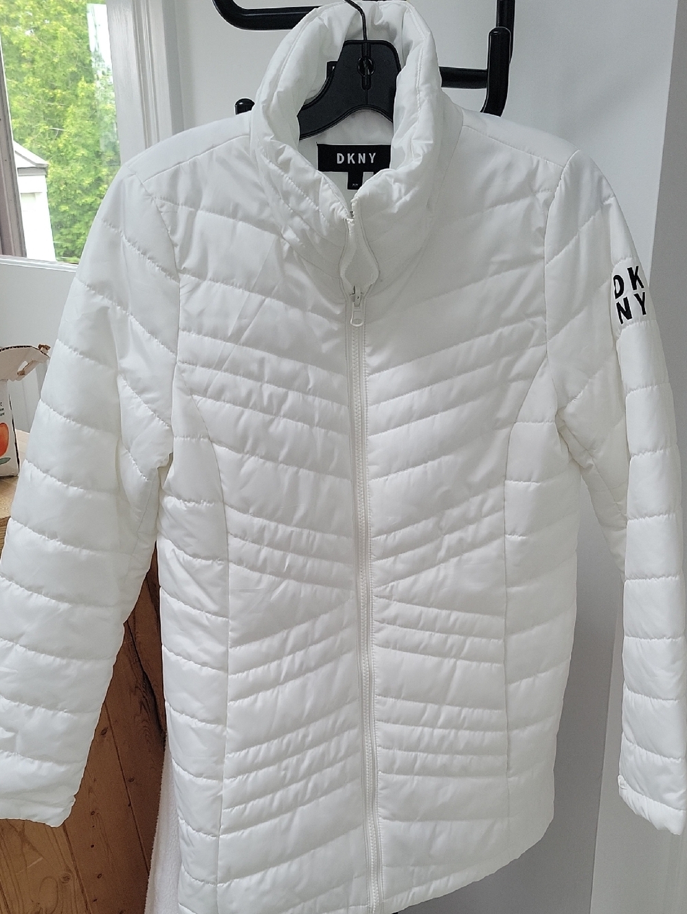 DKNY White Quilted Lightweight Puffer Jacket